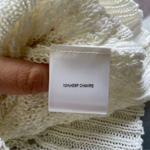 Lafayette 148 Cream open‎ knit short sleeve sweater tunic 100% Hemp size XL - Picture 6 of 9